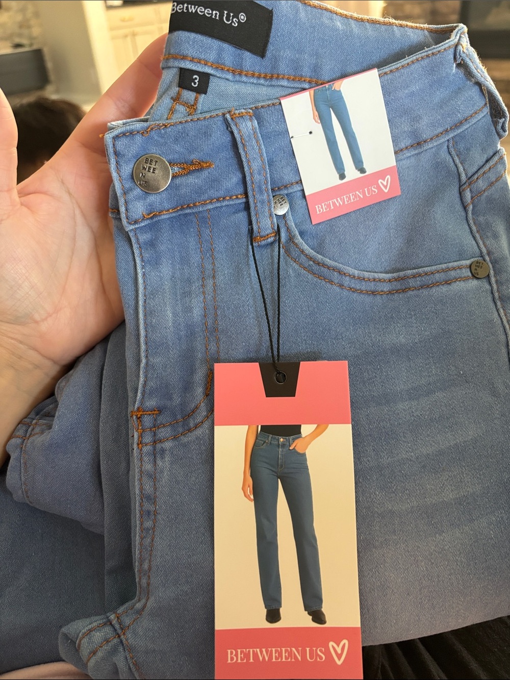 High-Rise Straight Jeans — Light Blue